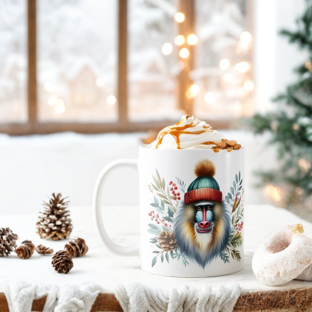 Caneca De Café Winter Vibes Mandrill Monkey - (Criador carregado)