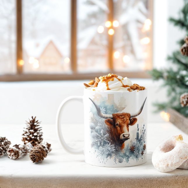 Caneca De Café Winter Vibes Texas Longhorn - (Criador carregado)