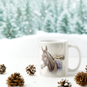 Caneca De Café Winter Vibes Watercolor Donkey