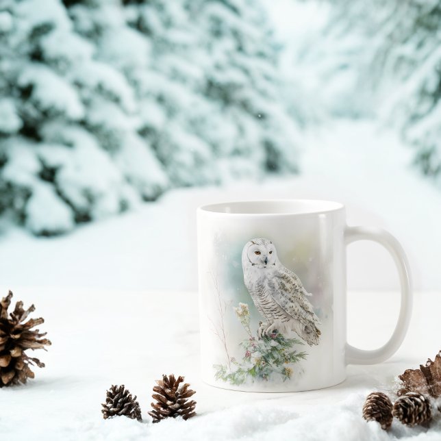 Caneca De Café Winter Vibes Watercolor Owl (Criador carregado)