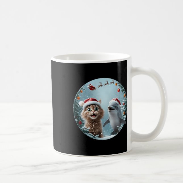 Caneca De Café Winter Wonderland Natal Cat Dolphin Selfie San (Direita)
