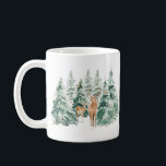 Caneca De Café Winter Woodland Deer Christmas<br><div class="desc">Uma bela cor d'água,  cena da floresta de inverno,  com veados e robins.</div>