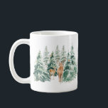 Caneca De Café Winter Woodland Deer Christmas<br><div class="desc">Uma bela cor d'água,  cena da floresta de inverno,  com veados e robins.</div>