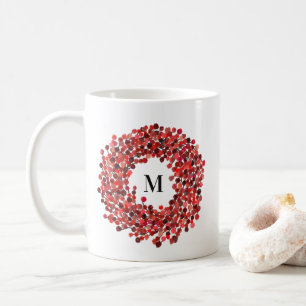 Caneca De Café Winterberry Winterberry Wreath Monograma