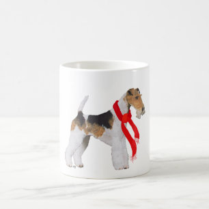 Caneca De Café Wire Fox Terrier com um Cachecol