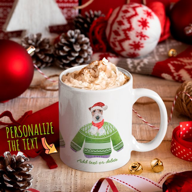 Caneca De Café Wire Fox Terrier de Férias Vestindo Suéter Feio de (Criador carregado)