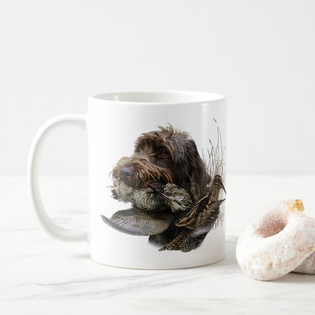Caneca De Café Wirehaired Pointing Griffon, Caça a pau (Com Donut)