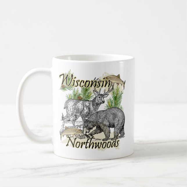 Caneca De Café Wisconsin Northwoods desportista caçando canja (Esquerda)