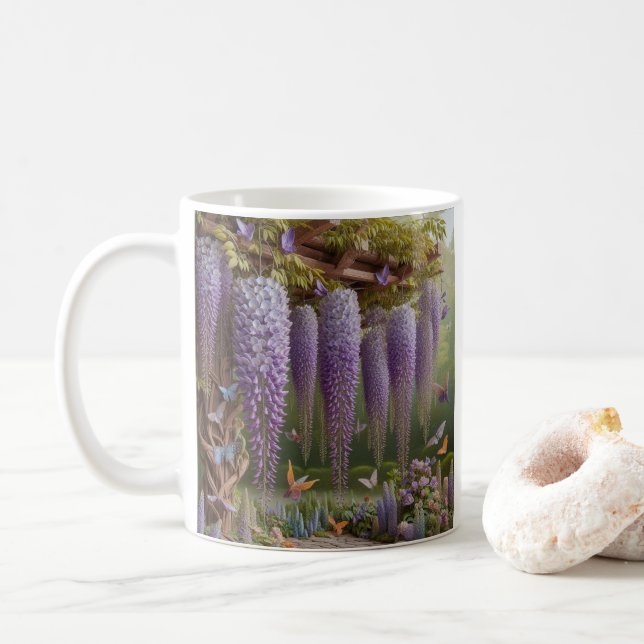 Caneca De Café Wisteria Floral Purple (Com Donut)
