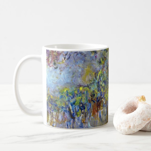 Caneca De Café Wisteria (metade direita) por Claude Monet (Com Donut)