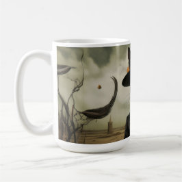 Caneca De Café Witch Cat with Pumpkins 