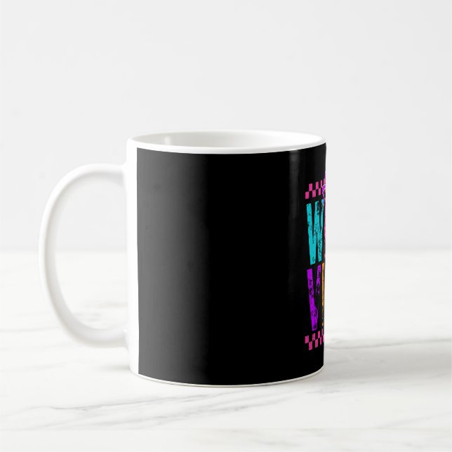 Caneca De Café Witch Vibes Halloween Neon Checkered Bow (Esquerda)