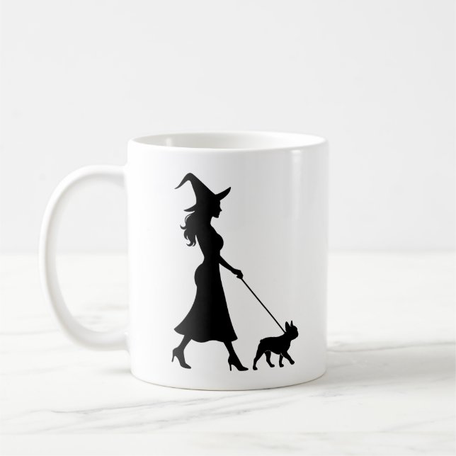 Caneca De Café Witch Walking Frenchie (Esquerda)