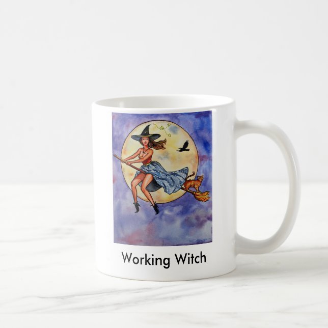 Caneca De Café WitchRavenCatfly1, bruxa de trabalho (Direita)