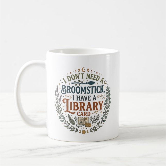 Caneca De Café Witchy Librarian Library Card Book Lover (Esquerda)