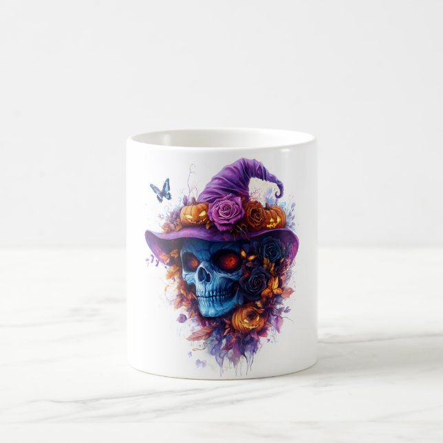 Caneca De Café Witchy Skull Halloween Mug (Centro)