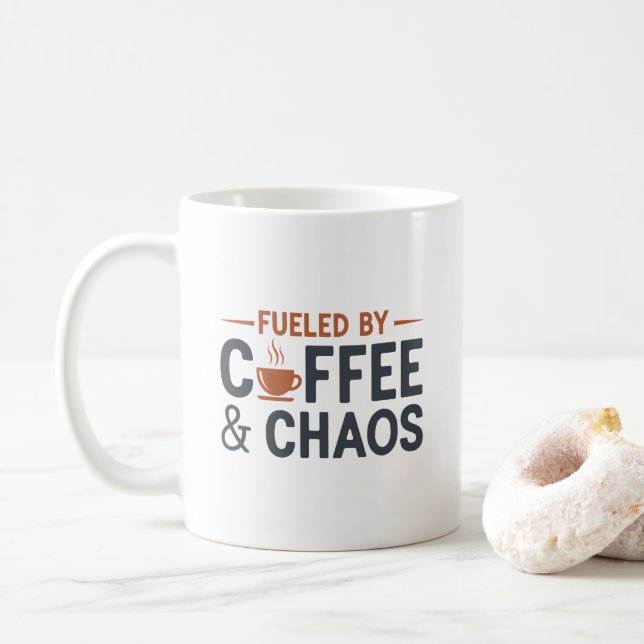 Caneca De Café Witty Caffeine Humor Coffee and Chaos Minimalist (Com Donut)