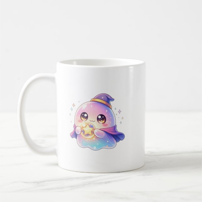 Caneca De Café Wizard Ghost – Kawaii Magic Star Spirit (Esquerda)