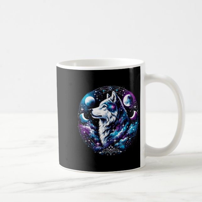 Caneca De Café Wolf Celestial Dream Night Howling Moon Funny Wolv (Direita)