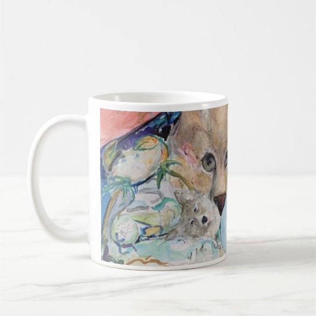 Caneca De Café Wolf Cougar Sea Mountain Collage Maureen Girard (Esquerda)