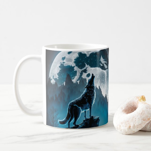 Caneca De Café Wolf Howling Coffee Mug (Com Donut)