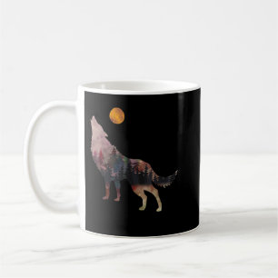 Caneca De Café Wolf Howling no céu da lua Vikings Wild Lif