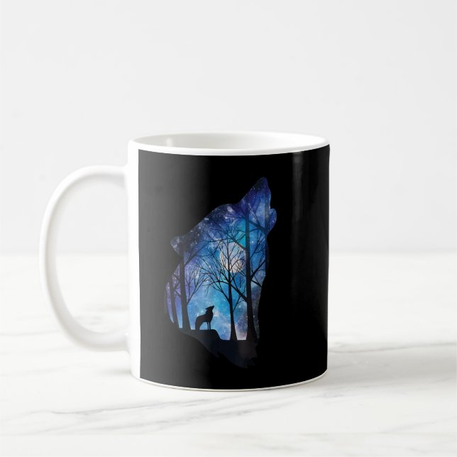 Caneca De Café Wolf Howling no céu da lua Wolf Wild Anim (Esquerda)