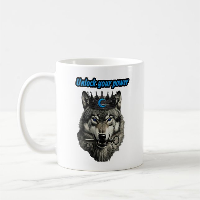 Caneca De Café wolf king unlock your power (Esquerda)