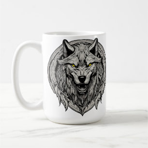 Caneca De Café Wolf Mandala feroz: Símbolo da Força