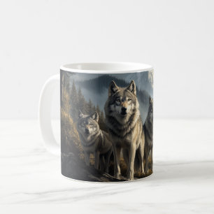 Caneca De Café Wolf Pack na Paisagem de Montanha