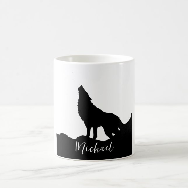Caneca De Café Wolf Pop Art Seu Nome White Personalizado (Centro)
