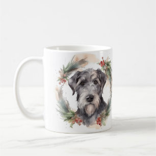 Caneca De Café Wolfhound Christmas Wreath Festivo Pup
