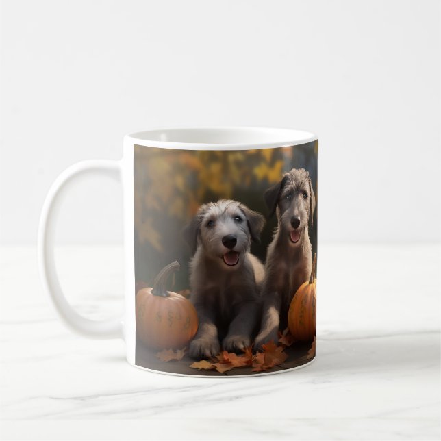 Caneca De Café Wolfhound Puppy Autumn Delight Pumpkin (Esquerda)