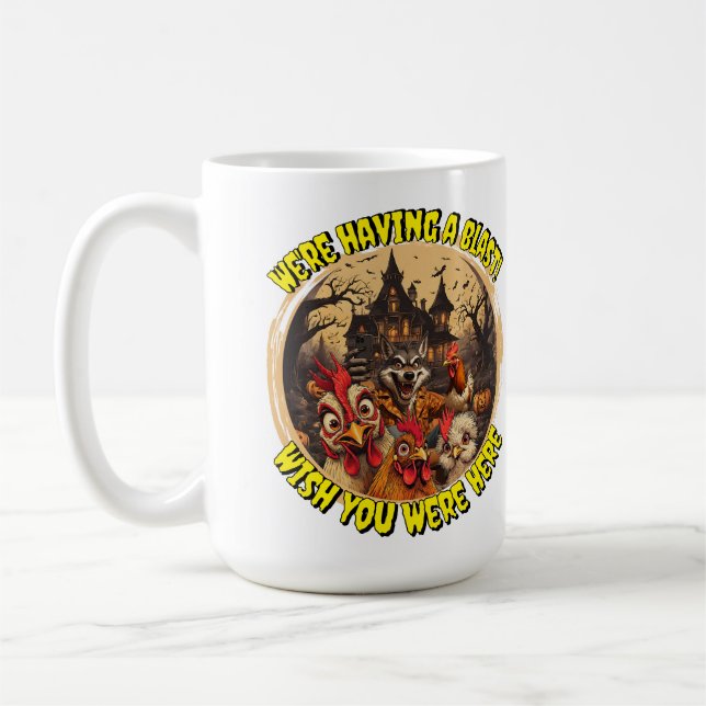 Caneca De Café "Wolfman Manor Selfie" Cheesy Chicken (Esquerda)