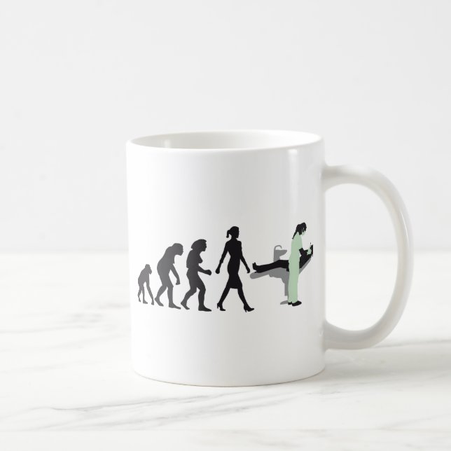Caneca De Café woman female evolution of dentist (Direita)