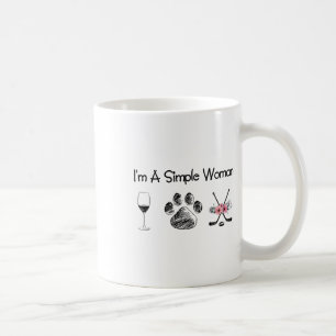 Caneca De Café Women#39;s I#39;m A Simple Woman Wine Hockey Dogs