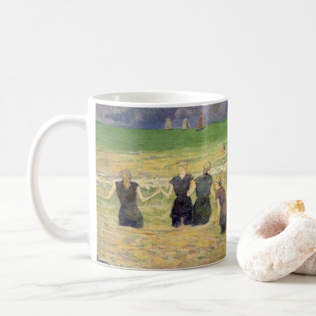 Caneca De Café Women Bathing Dieppe por Paul Gauguin (Com Donut)