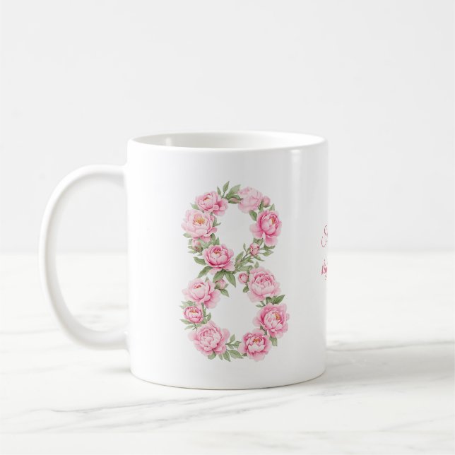 Caneca De Café Women’s Day Peony Flower for March 8  (Esquerda)