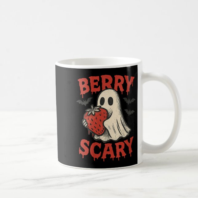 Caneca De Café Womens Berry Y Cute Ghost Strawberry Halloween Pun (Direita)