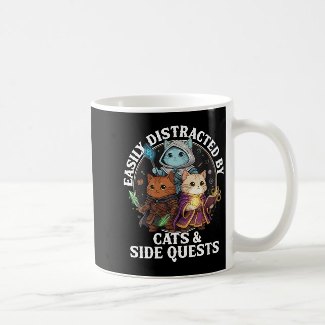 Caneca De Café Womens Cats Side Quest Distracted Tabletop Funny S (Direita)