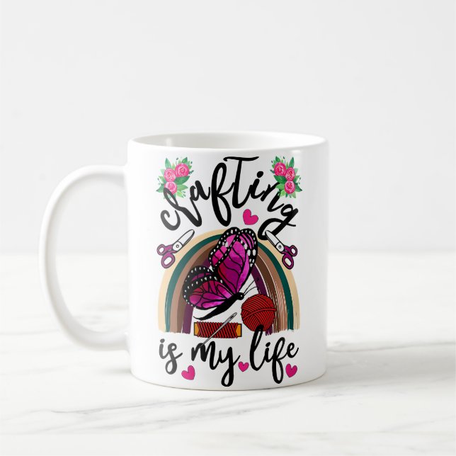 Caneca De Café Womens Crafting Is My Life Crafters Quilting Sewin (Esquerda)