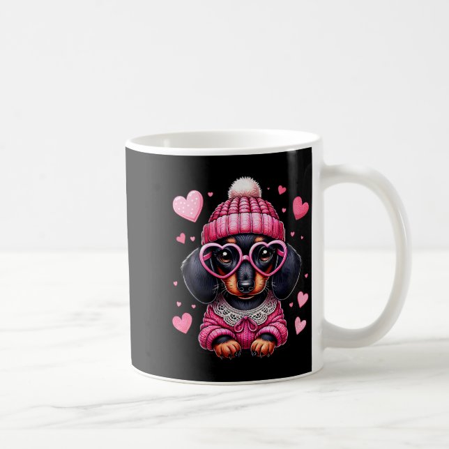 Caneca De Café Women's Cute Dachshund Valentines Heart Dog Lover  (Direita)