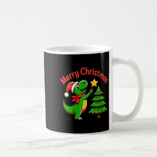 Caneca De Café Womens Dinosaur Christmas Merry Christmas T-rex De (Direita)