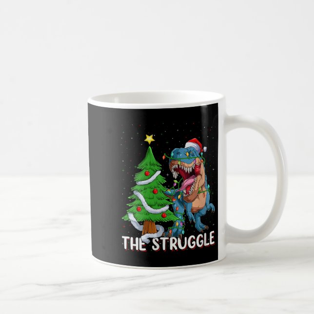 Caneca De Café Womens Dinosaur Xmas Lights Funny T-rex Dino Men B (Direita)