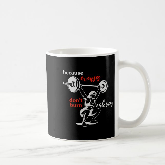 Caneca De Café Womens Excuses Don't Burn Calories I Motivational  (Direita)