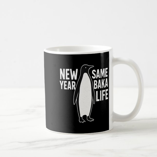 Caneca De Café Womens Funny Penguin New Year Baka Life Anime Styl (Direita)