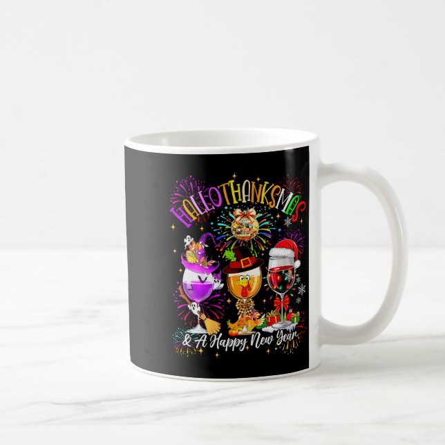 Caneca De Café Womens Hallothanksmas &amp; A Happy New Year Firew (Direita)