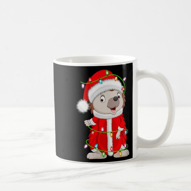 Caneca De Café Womens Hedgehog Christmas Lights Santa Costume Cut (Direita)