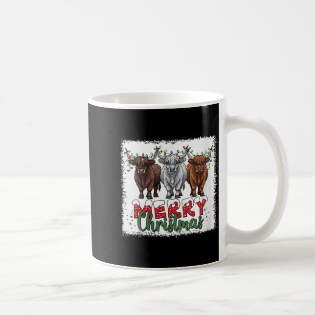 Caneca De Café Womens Merry Christmas Scottish Highland Cow Xmas  (Direita)