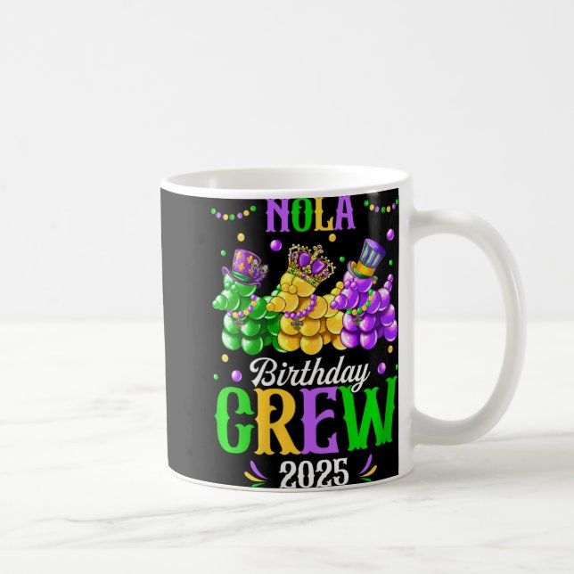 Caneca De Café Womens Nola Birthday Crew 2025 New Orleans Mardi G (Direita)